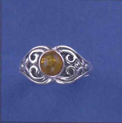 SPC CELTIC DESIGN AMBER RING           -