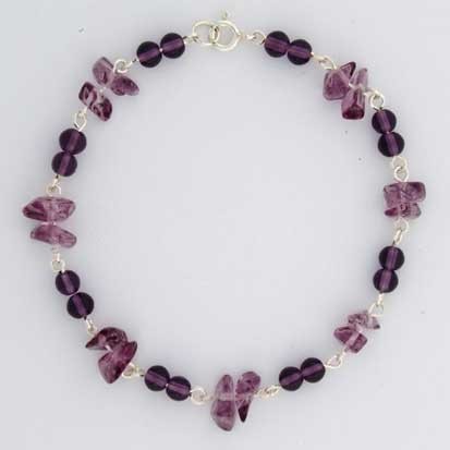 SPC AMETHYST CHIPS/BEADS BRACELET