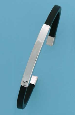 SPC BLACK RUBBER/SILVER TORQUE BANGLE