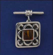 SPC 6mm SQ.AMBER SET IN CELTIC CUFFLINK=