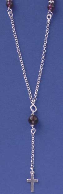 SPC BELCHER Y CHAIN GARNET BEAD + CROSS