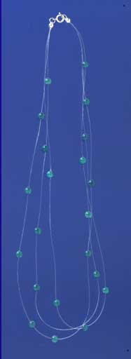 SPC 3 ROW GREEN BEAD INVISIBLE NECKLACE