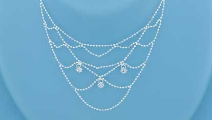 SPC D/C BEAD CHAIN/CZ CASCADE NECKLACE
