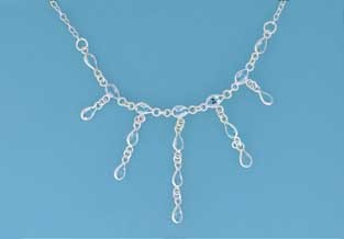 SPC SMALL TEARDROP IMM.AQUA FANCY CHAIN=