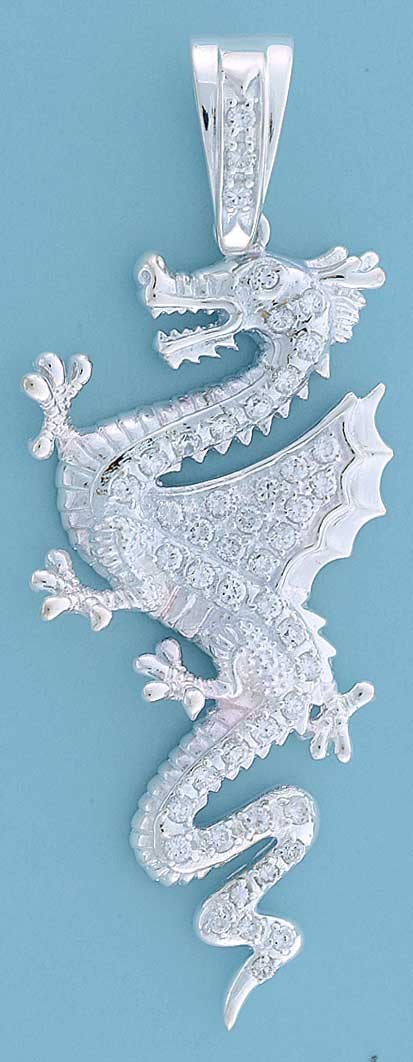 SPC CZ SET FLYING DRAGON PENDANT-BLING =