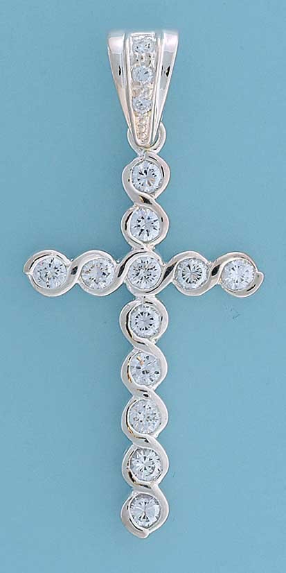 SPC CZ SET 47x29mm CROSS PENDANT-BLING =