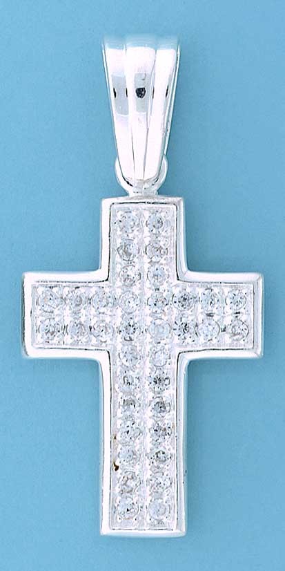 SPC 42x30mm PAVE SET CZ CROSS-BLING    =