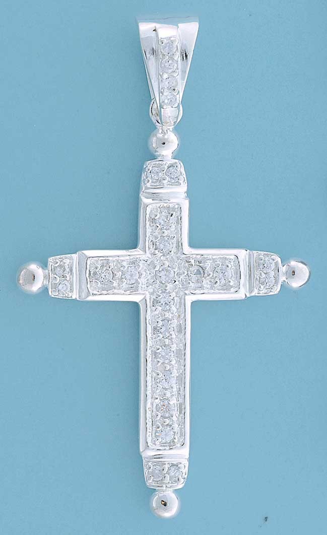 SPC BEAD TIPPED CZ CROSS-BLING