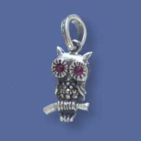 SPC RED-EYED MARCASITE OWL PENDANT     =