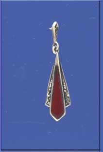 SPC CORNELIAN/MARCASITE FAN DROPS      =