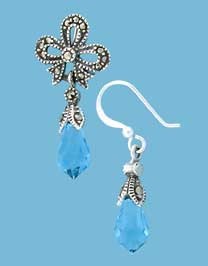 SPC BLUE CRYSTAL/MARC.EARRING PEND SET =