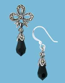 SPC BLACK CRYSTAL/MARC.EARRING PEND SET
