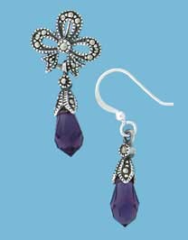 SPC PURPLE CRYST/MARC.EARRING PEND SET =