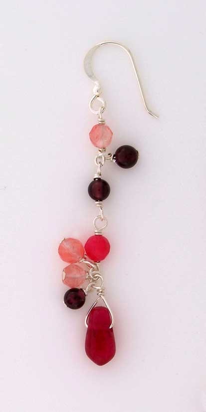 SPC MULTI-COL. REAL STONE DROP EARRINGS