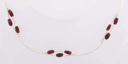 SPC GARNET BEANS 1-2 ROW TUBE NECKLACE =