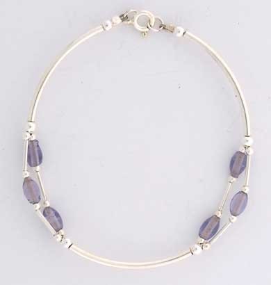 SPC AMETHYST BEANS 1-2 ROW TUBE BRACELET