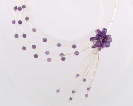 SPC TUBE NECKLACE/AMETHYST FLOWER