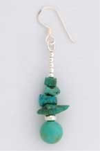 SPC TURQUOISE BEADS/CHIPS DROP EARRINGS=