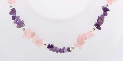 SPC AMETHYST/ROSE QUARTZ CHIPS CHAIN