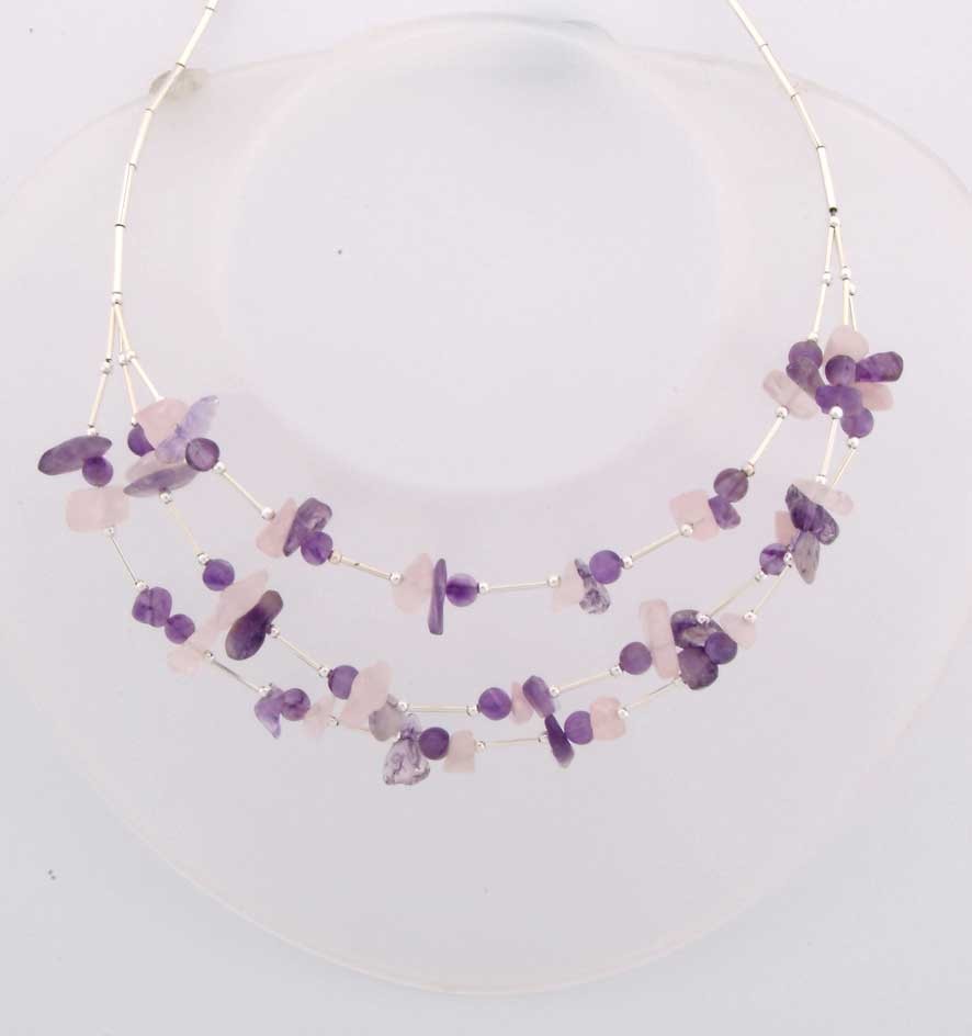 SPC AMETHYST BEADS/RQ.CHIPS TUBE CHAIN =
