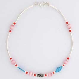 SPC PINK M.O.P./TURQ BALI DESIGN ANKLET=