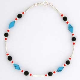 SPC ONYX BEAD/DIA.SHAPED TQ.TUBE ANKLET=