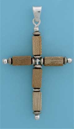 SPC 50x40mm WOOD BEADS CROSS