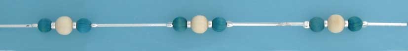 SPC BLUE/LIGHT WOOD TRIPLE BEAD BRAC.