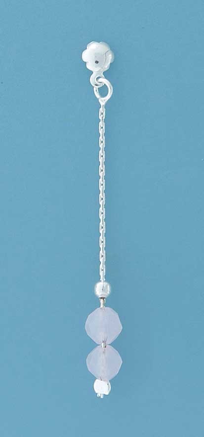 SPC FACETED PINK BEADS CHAIN DROP STUDS