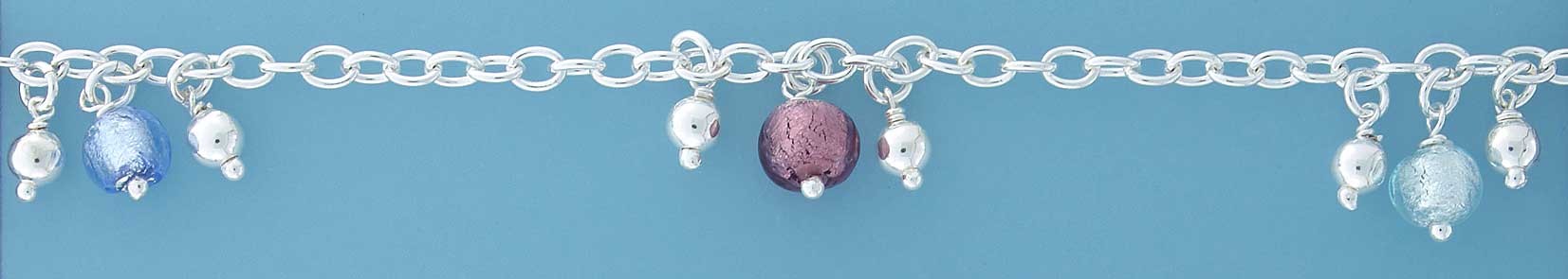 SPC  BLUE/PURPLE MURANO BEAD BRAC      =