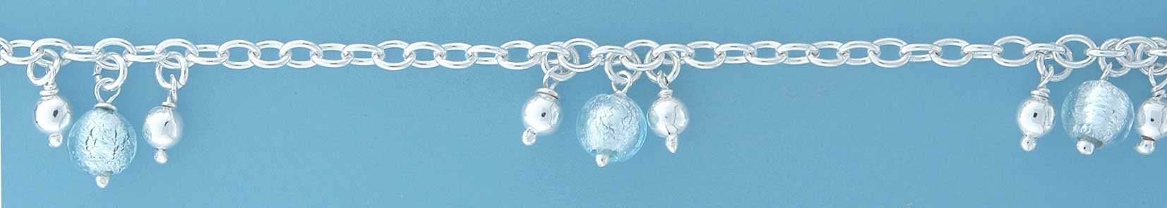 SPC  ICE BLUE MURANO BEAD BRACELET     =