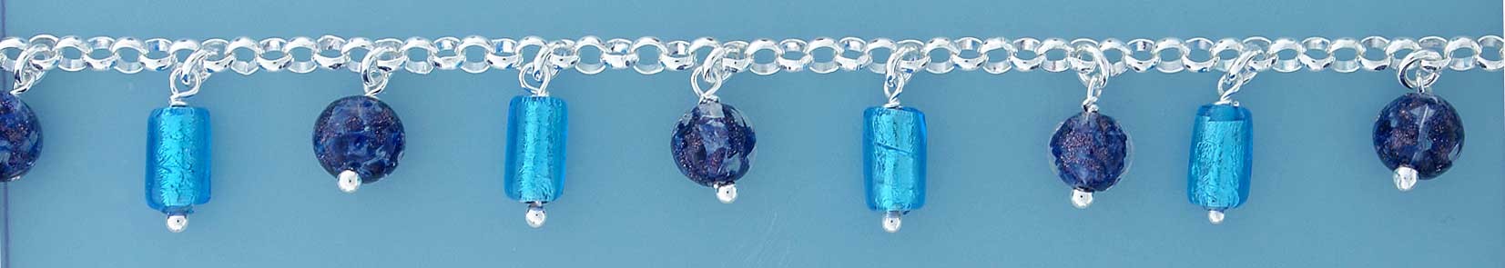 SPC  MURANO BLUE BEADS/TUBES BRACELET =]