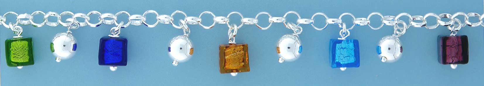SPC MURANO CUBES/SILVER BEADS BRACELET =