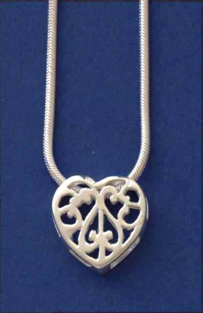 SPC 16"SNAKE CHAIN/FILIGREE  HEART