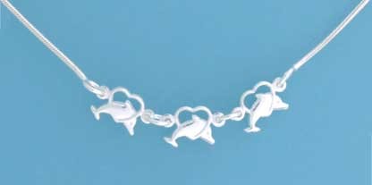 SPC DOLPHINS THROUGH HEARTS SNAKE CHAIN