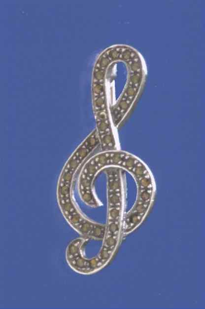 SPC MARCASITE TREBLE CLEF BROOCH       =
