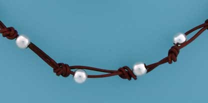 SPC LEATHER KNOT CHAIN WITH 6mm BEADS