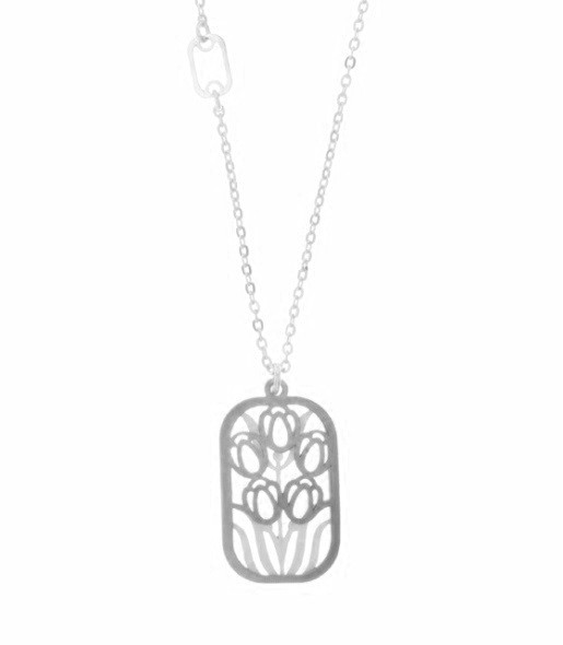 SPC FANCY RECT FLOWER PENDANT/16 CHAIN