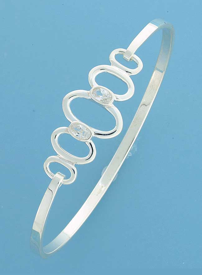 SPC 2 6x4mm OVAL CZ/3 OVALS BANGLE     =