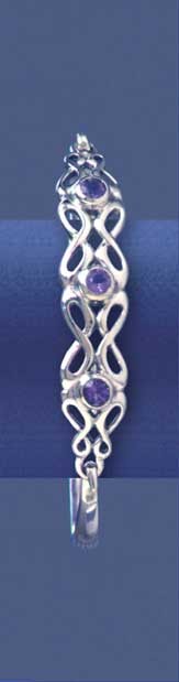 SPC AMETHYST 3 STONE CELTIC BANGLE     =