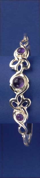 SPC 3 STONE AMETHYST CELTIC BANGLE
