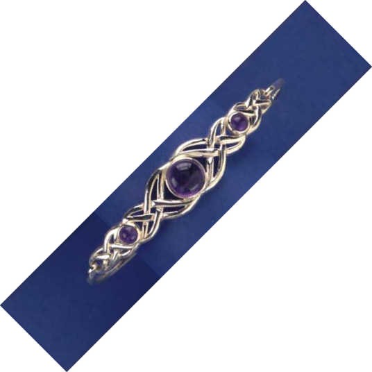 SPC 3 STONE AMETHYST CELTIC BANGLE     =