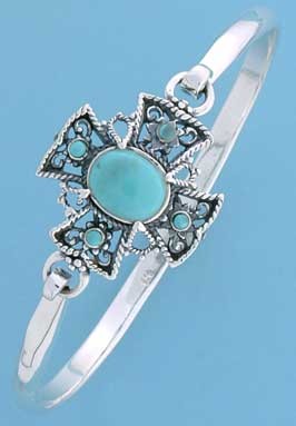 SPC OVAL TURQ CROSS DESIGN CLIP BANGLE =