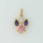 GWT PINK/MAUVE CZ ANGEL PENDANT