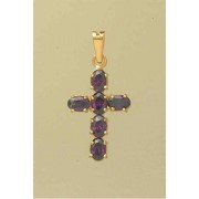 GWT 24x17mm 6 STONE AMETHYST CROSS