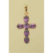 GWT 28x20mm  AMETHYST 6 STONE CROSS