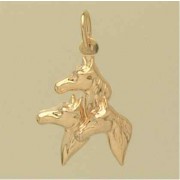 GWT HOLLOW TRIPLE HORSEHEAD PENDANT