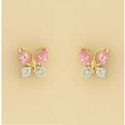 GPC PINK/BLUE CZ BUTTERFLY STUDS