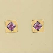 GPC 5mm SQ.PURPLE CZ SET 8mm SQ.STUD