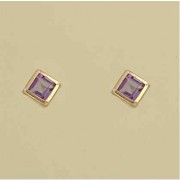 GPC 6mm SQUARE RUB SET AMETHYST STUDS